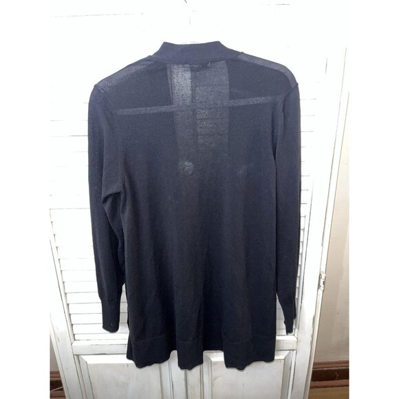 CHICO'S - WOMEN'S MEDIUM - BLACK LONG SLEEVE OPEN FRONT COTTON BLEND CARDIGAN - Picture 2 of 6